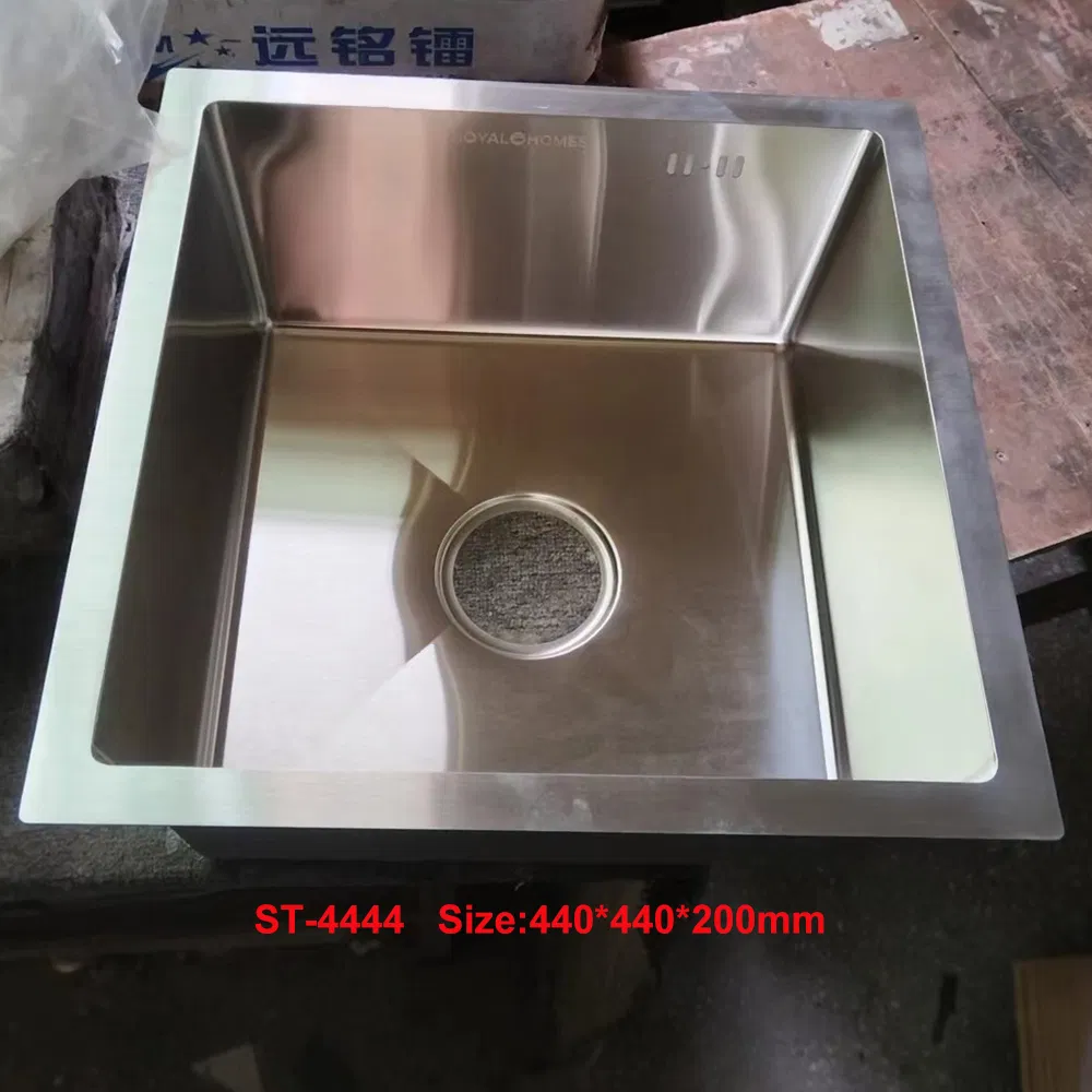 201 SUS304 Stainless Steel Silver Square Handmade Kitchen Sink for Room