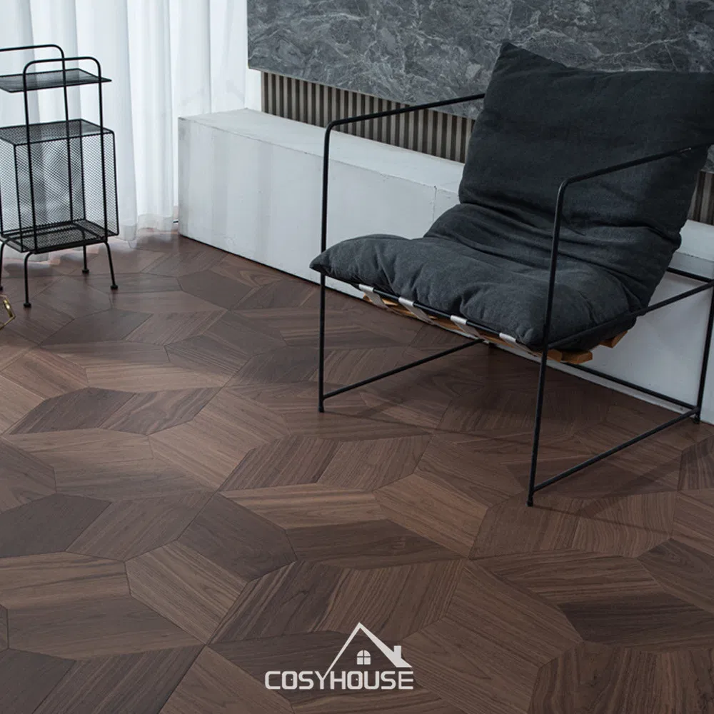 Contemporary Walnut Parquet Engineered Wood Flooring for Upscale Apartments
