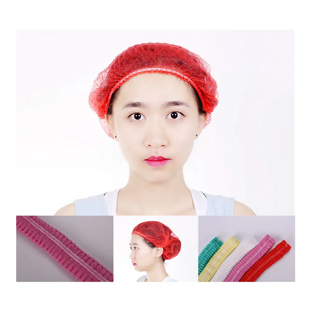 Non Woven Double Elastic Head Hair Cover Nonwoven Disposable Hair Net Cap Clip Caps Medical Bouffant Cap Disposable Hat