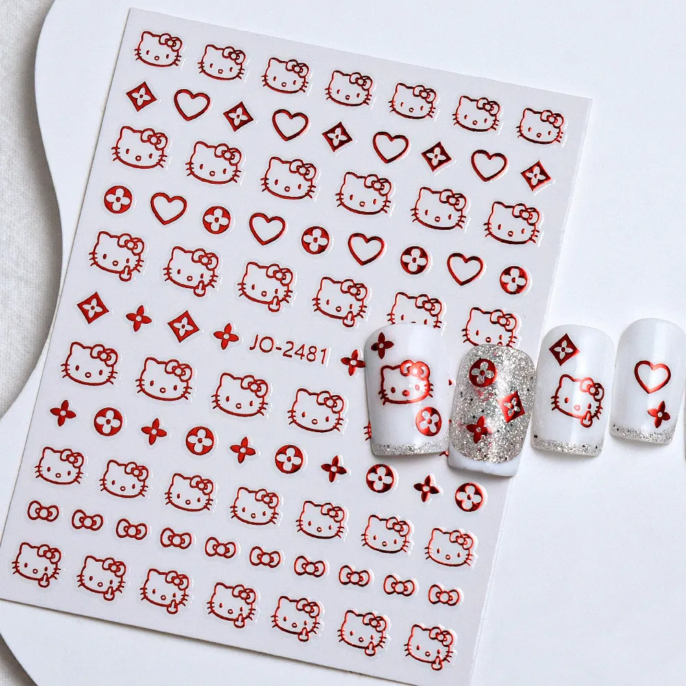 Cute Cartoon Kitty 3/5D Nail Art Supplies Decals Cat Head Manicure Foil Nails Stickers Decoration Product