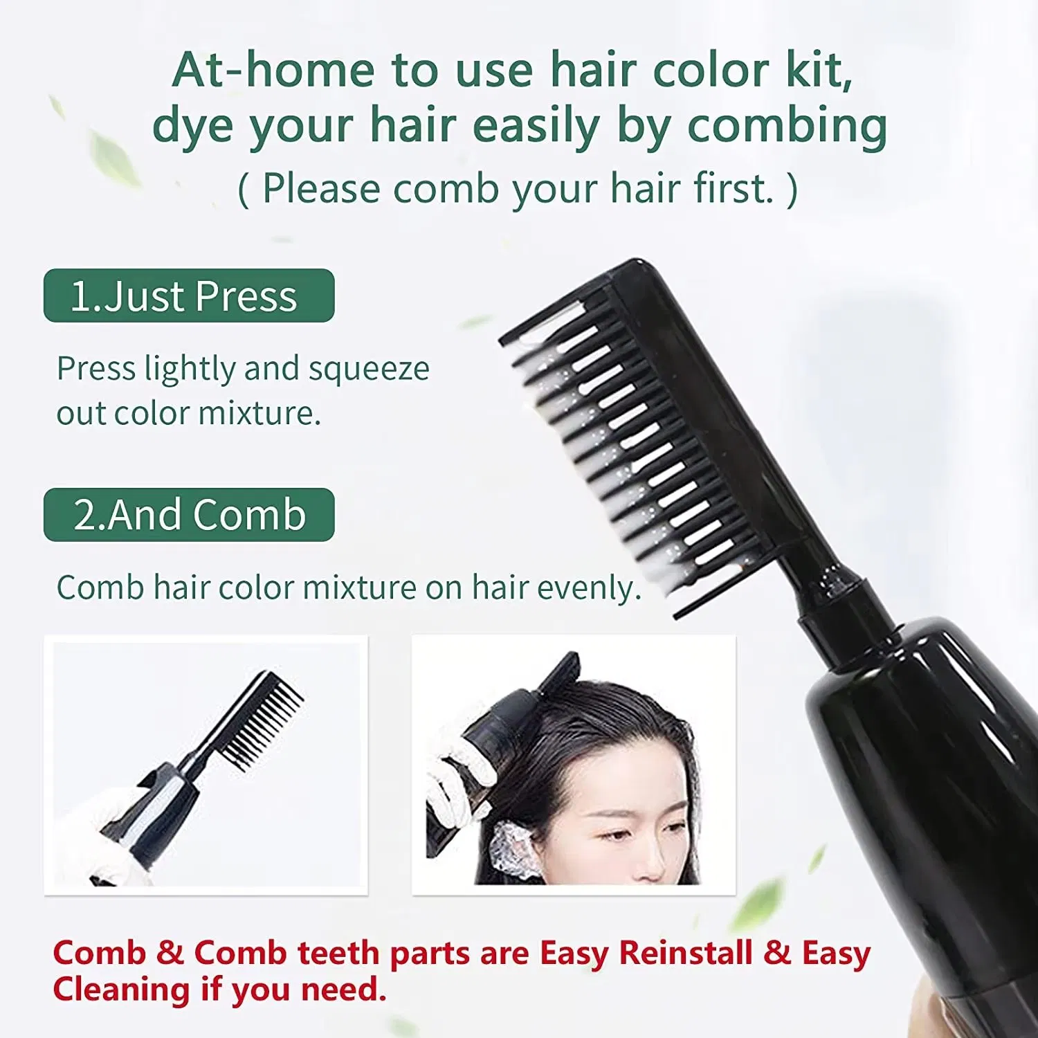 Comb Black Hair Color Shampoo Hair Dye for Grey