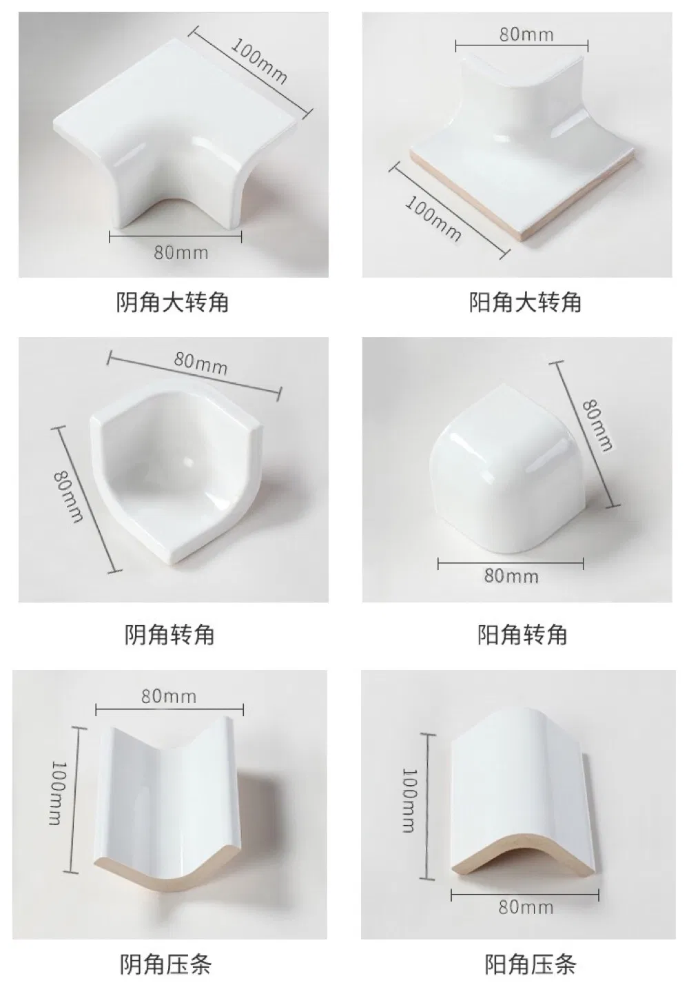 White Color Bullnose Tile Corner Tile for Kitchen Table Bathroom Sink