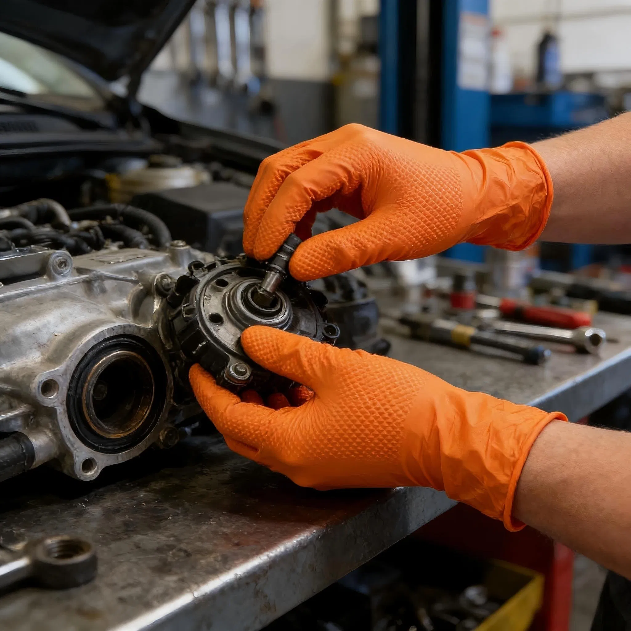 Одноразовые нитриловые перчатки с алмазной текстурой