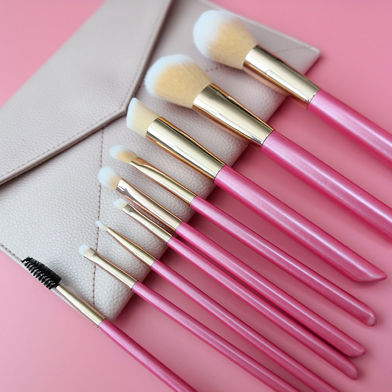 9PCS Cute Pink Makeup Brushes Foundation Eyeshadow Contour Brush Make up Brush Set