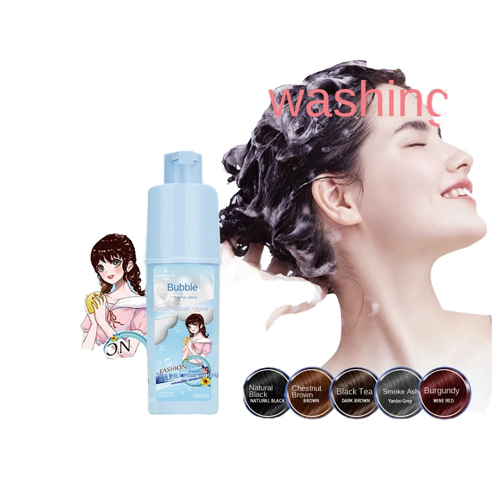 Black Hair Dye White Hair Cover Plant-Based Semi-Permanent Herbal Ammonia-Free Bubble Creamdoes Nothurt Hair 200ml Wholesale