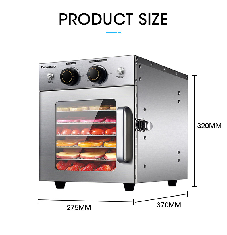 6 Trays Drying Garlic Dehydrator Red Pepper Machine Food Dehydrator with UV Function