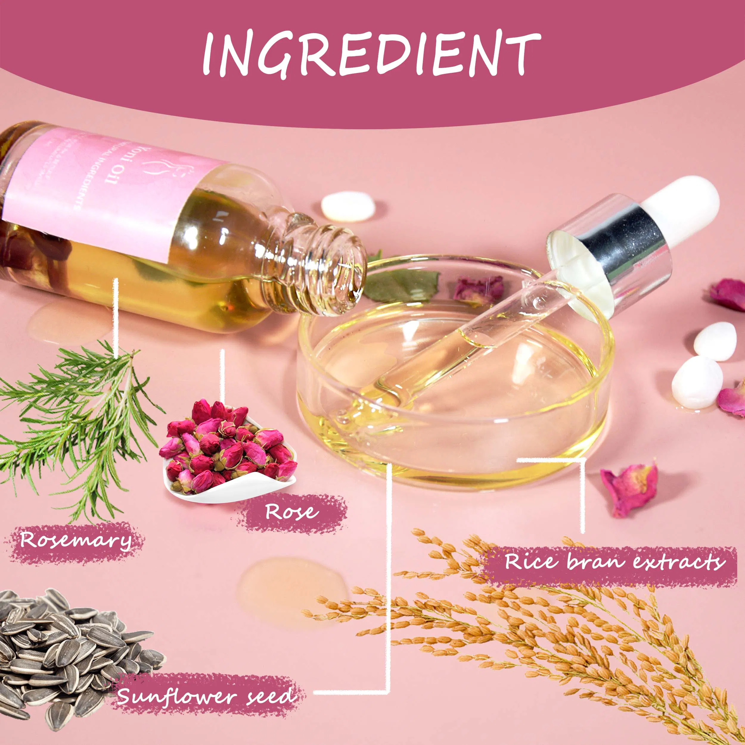 Private Label 100% Natural Formula Intimate Rose Yoni Oil Inflammation Vegan Intimate Care Products Essential Oil Custom Brand