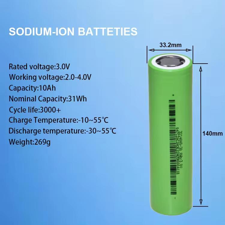 New Trend Na-Ion Battery High-Capacity 3.0V 10ah Cylindrica Cell Used for Flashlight