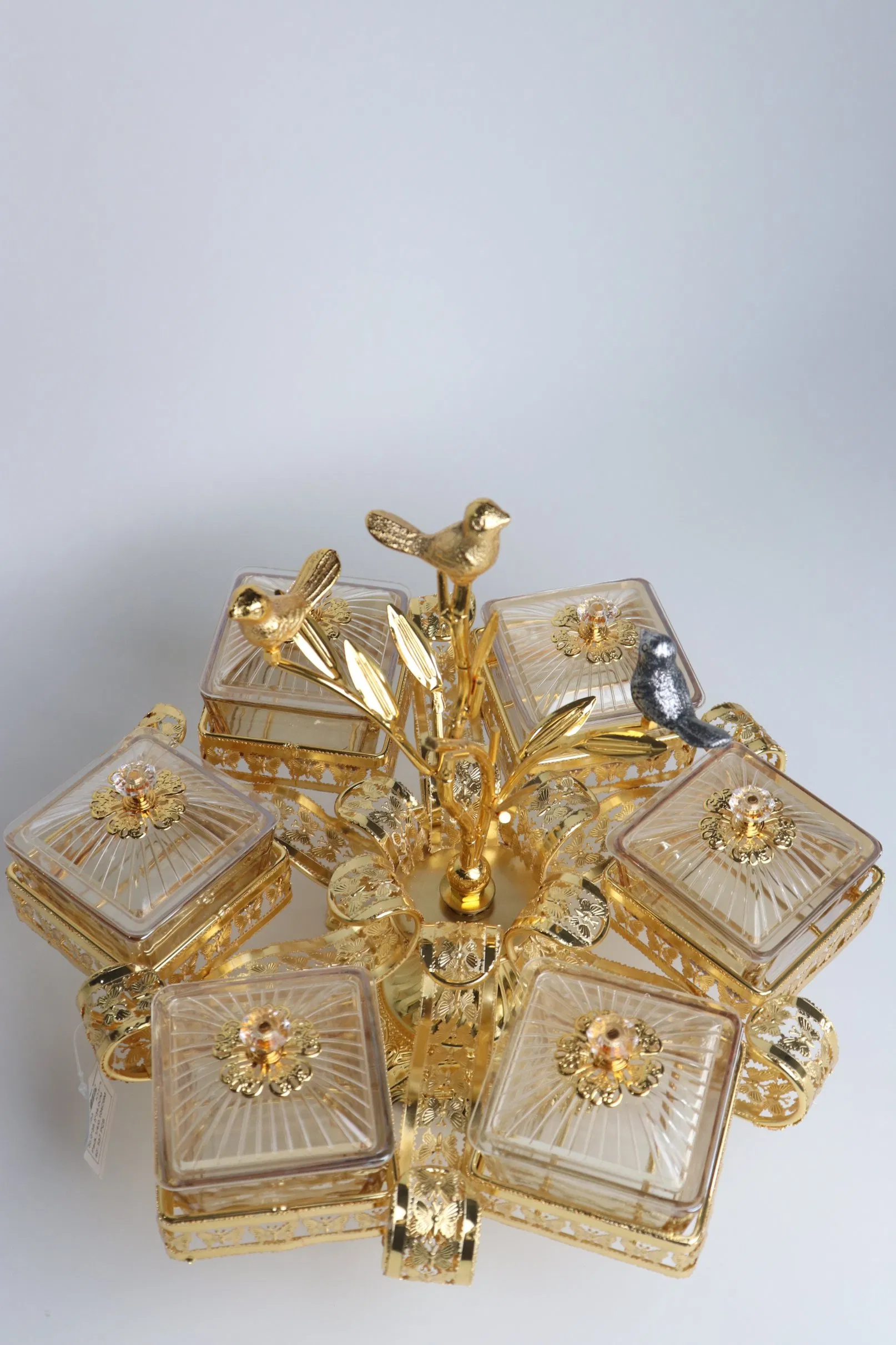 Luxury Home Decor Set, Featuring 6 Jars and a Gold-Plated Iron Candy Bowl