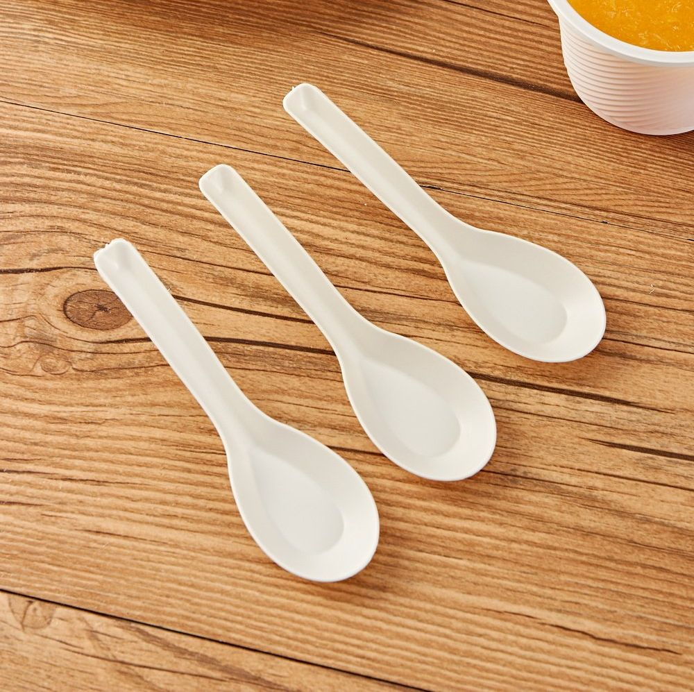 Heavy Duty Eco-Friendly Disposable Biodegradable Starch Chinese Dinner Soup Spoons