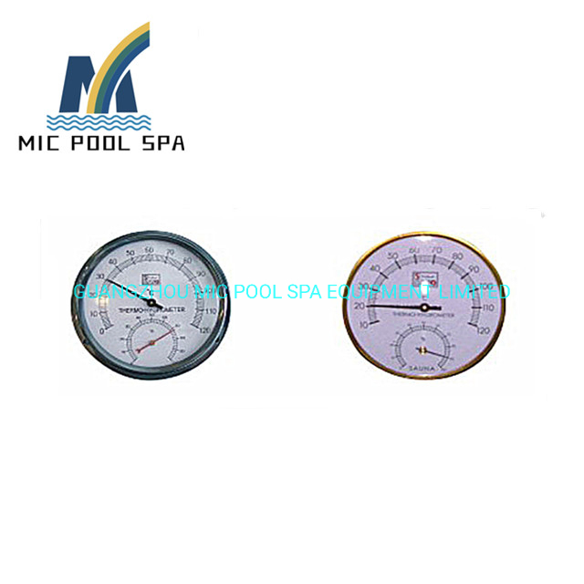 Sauna Plastic Temperature Moisture Meter with Golden Color Strip, Stainless Steel Steam Sauna Room Clock