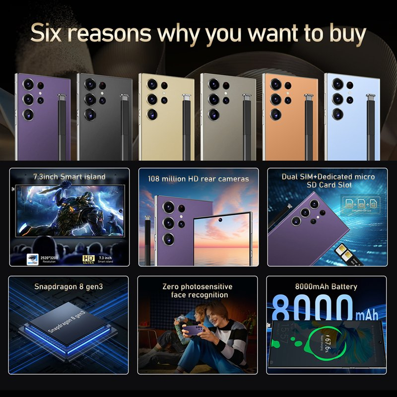 S24ultra Luxury 16GB+1tb Titanium Frame 200MP Camera 5g Unlocked Smartphone