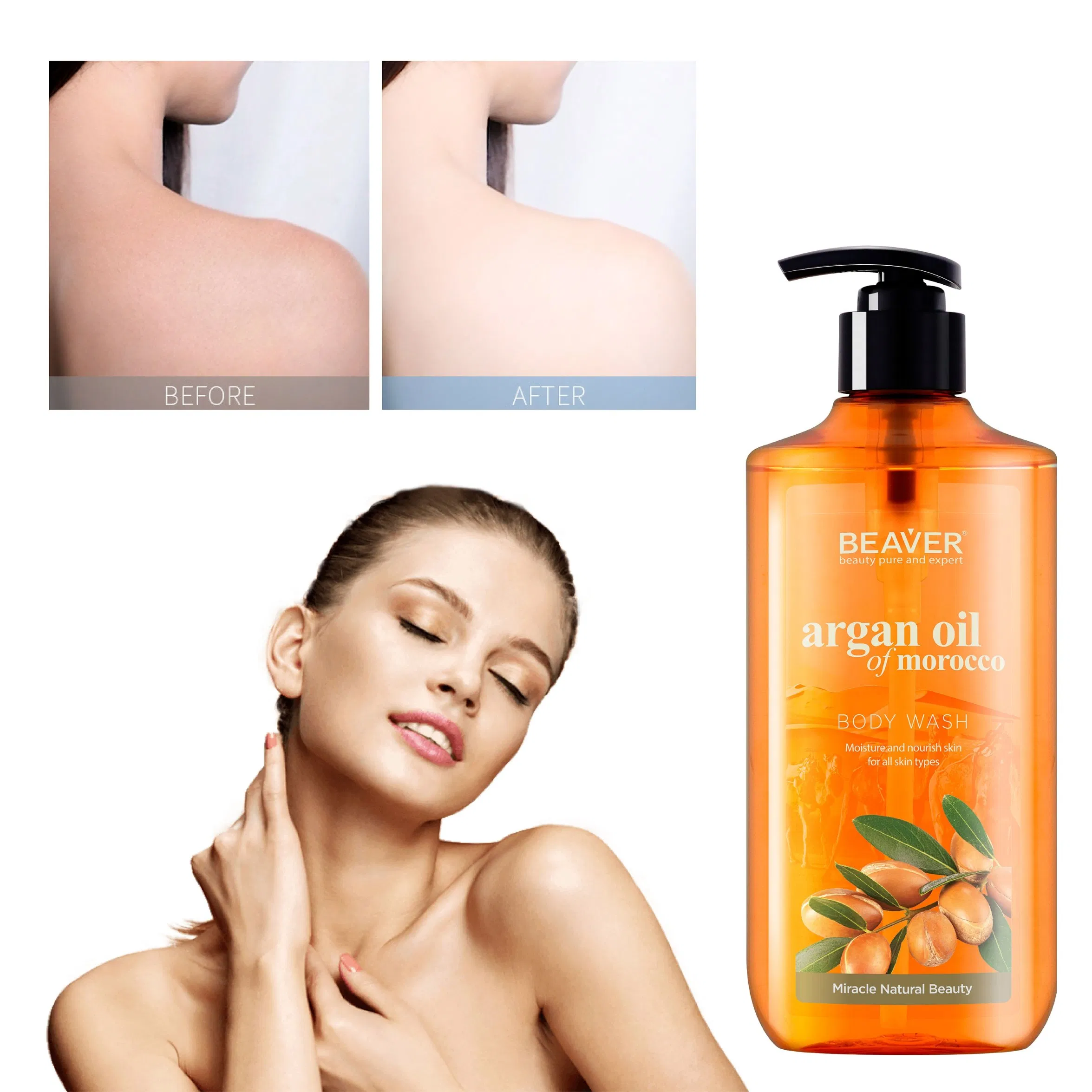 Beaver Argan Oil from Moroccan Shower Gel Labels Bath Body Care Products