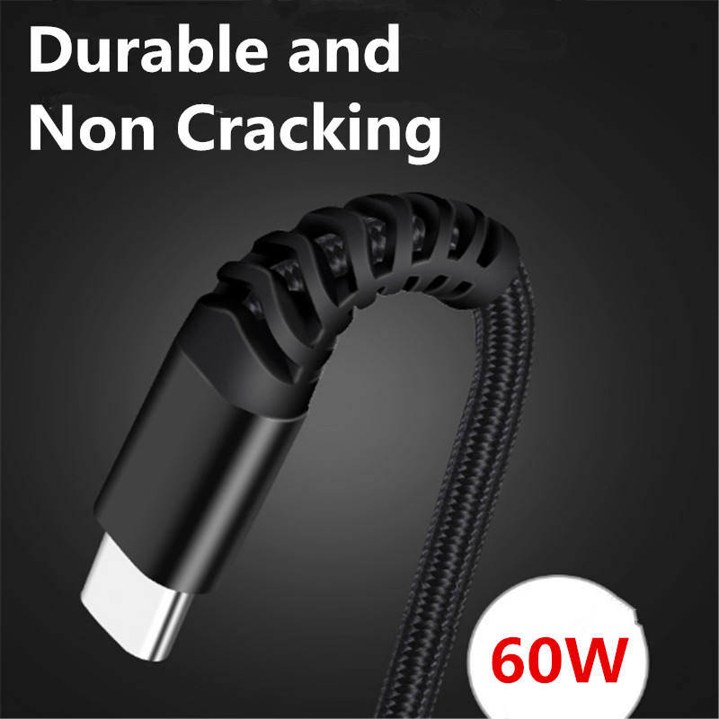 100% Very High Quality PD 60W Nylong Woven Type C to Type C Charger Super Fast Charging Data Cable for iPhone 15 16 Plus Pro Max