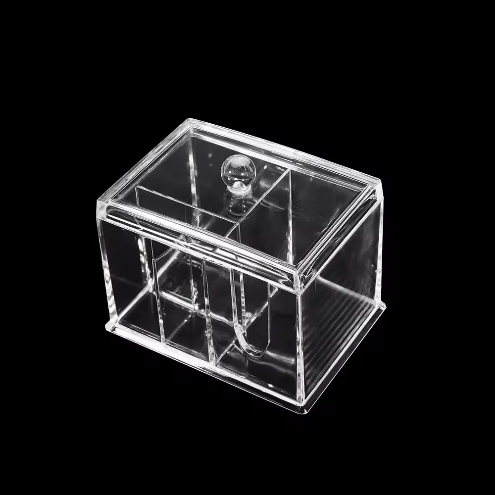 Makeup Organizer Acrylic Cotton Swab Holder with Lid for Cotton Pad Ball Makeup Sponge Hair Band Q-Tips Cosmetic Organizer Clear
