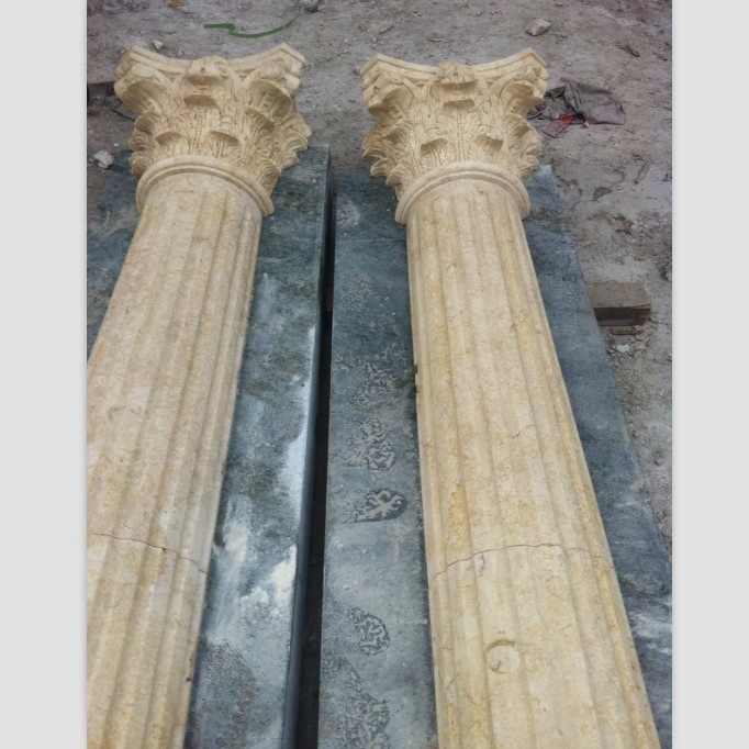 Factory Direct Sale Exterior Yellow Marble Columns House Decorative Pillars for Homes Hollow Pillars
