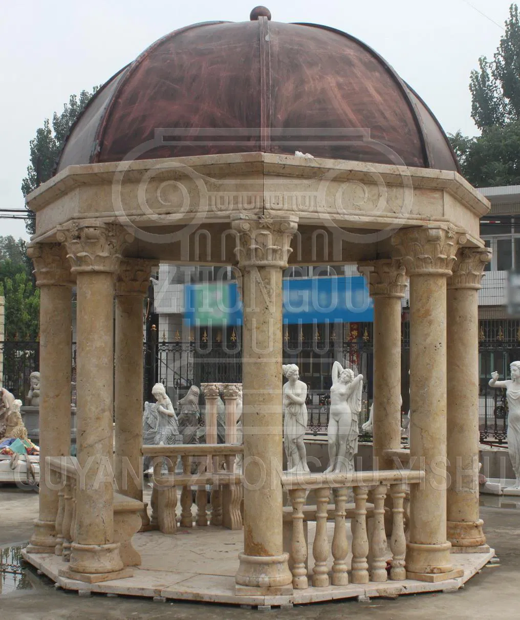 Yellow Marble Stone Gazebo Wedding Pavilion Garden Ornament