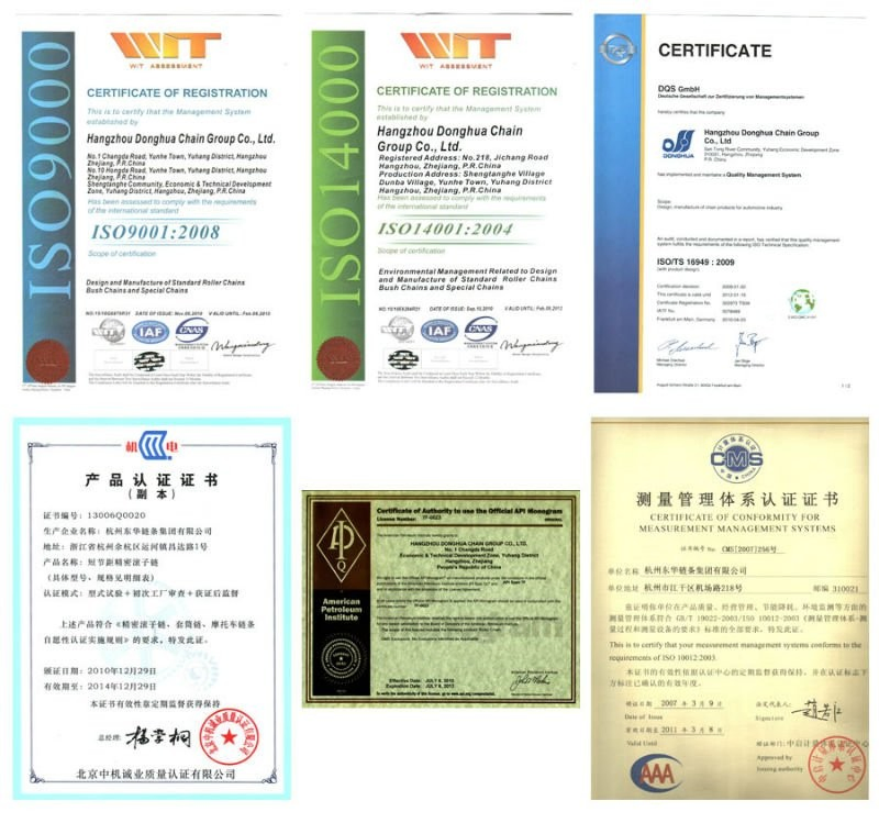 China Solid Color DONGHUA Wooden Case/Container Leaf Transmission Chain 40-1, 50-1, 60-1, 80-1, 100-1, 120-1, 06b-1, 08b-1