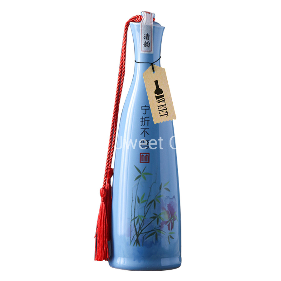 New Design Decal Printing Alcohol Rum Bottle Oil Ceramic Bottle