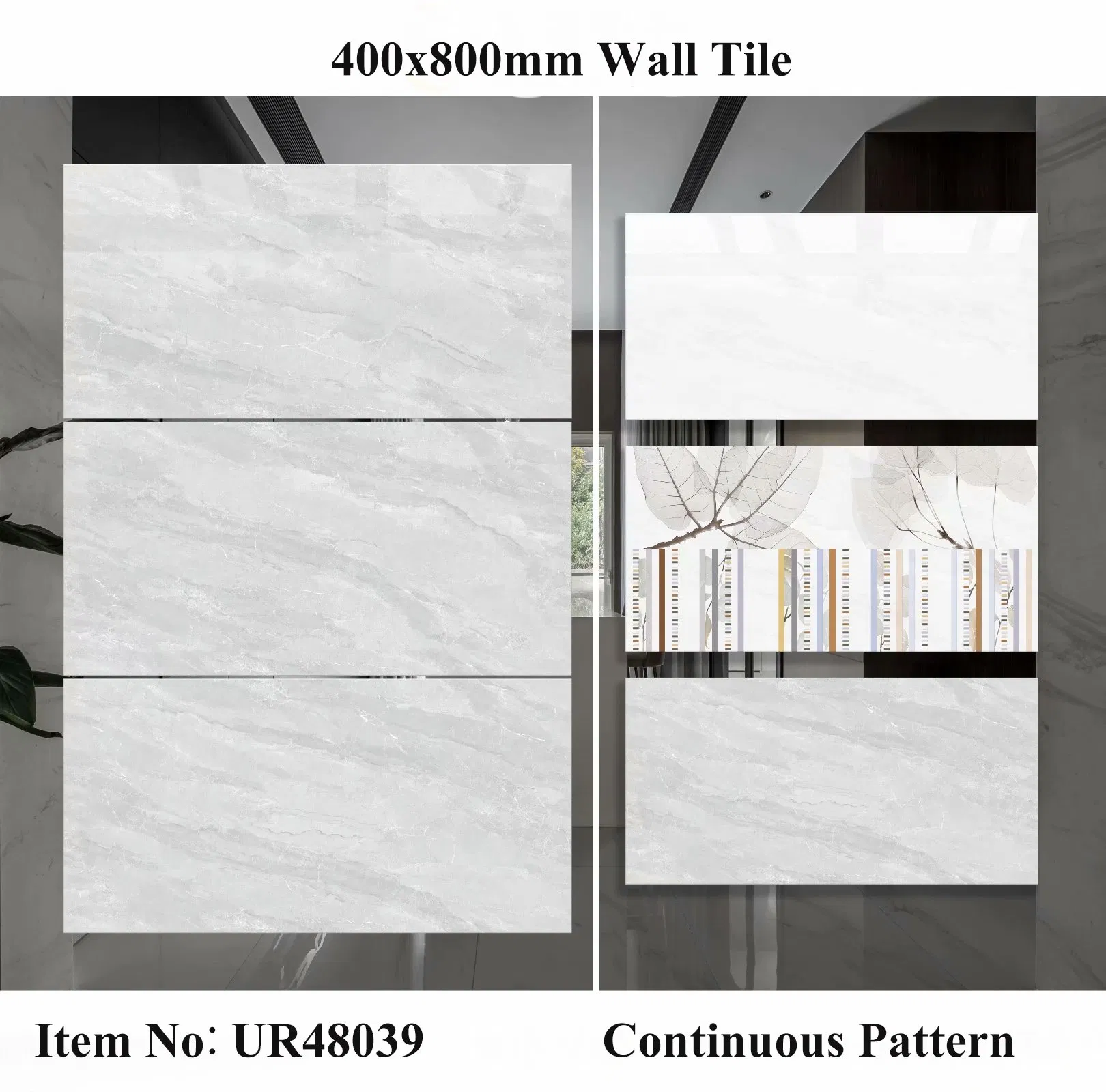 Керамическая плитка для ванной 400x800 мм, серая