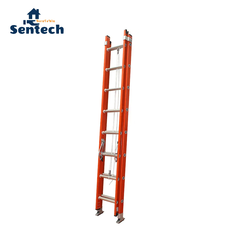 Heavy Duty Type Ia 300lbs Fiberglass Folding Extension Ladder for Professional Use