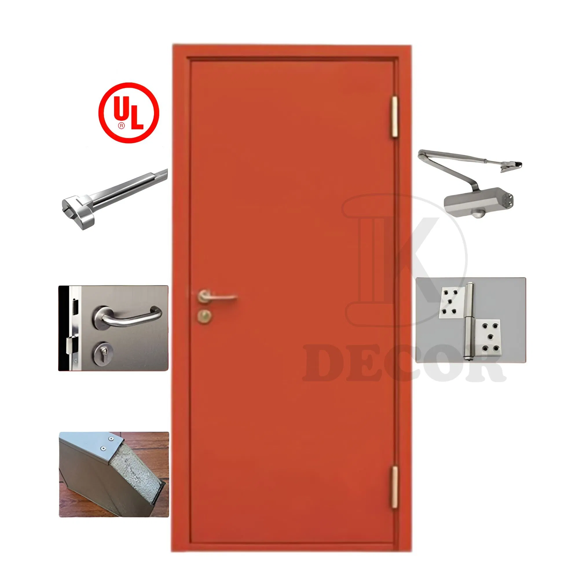 90min Fire Rated with UL Certificate Fireproof Doors Steel Doors for Hotel