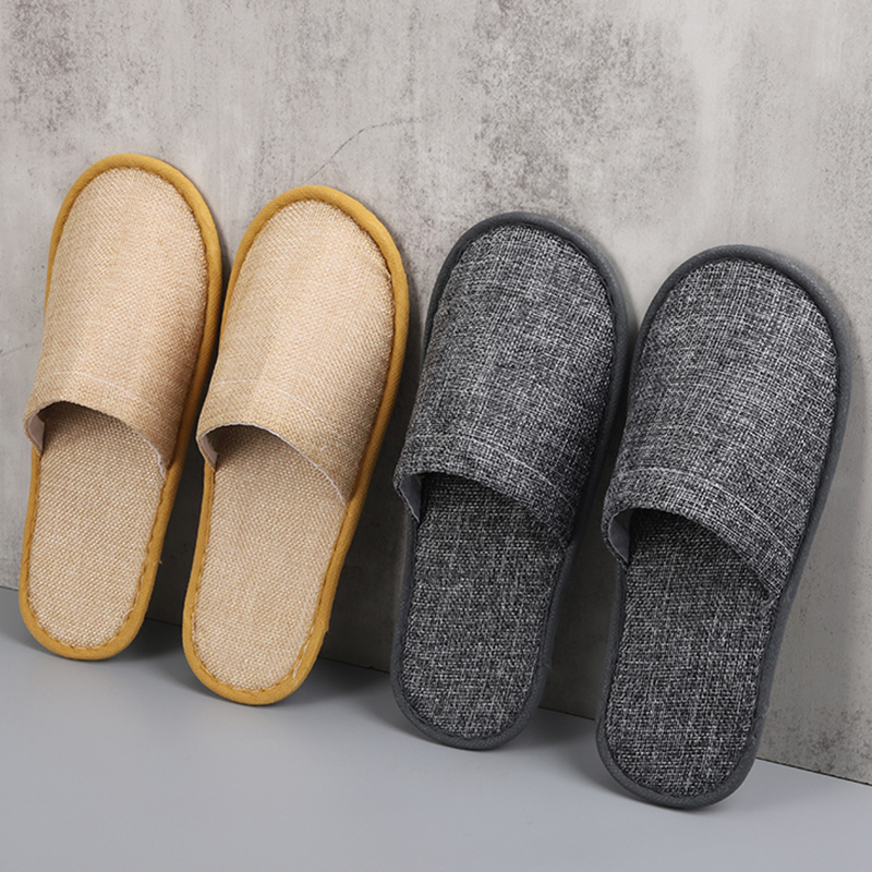 Wholesale Cheap Disposable Slippers Linen Yellow Gray Luxury Slippers for Hotel
