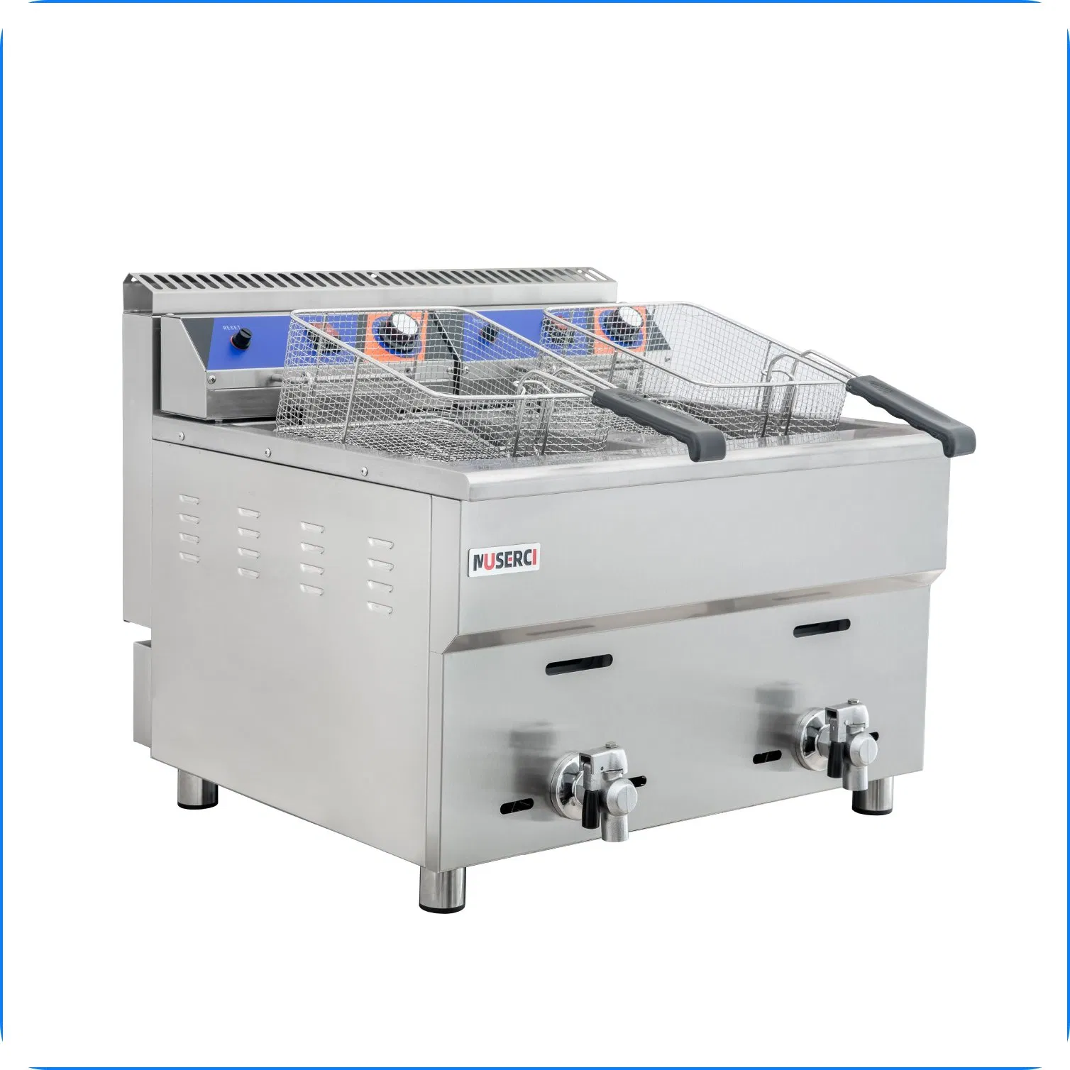 Energy Saving Commercial Gas Deep Fryer Double 36L Tanks Thermostatic Control