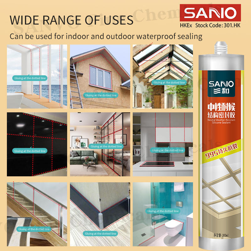 Sanvo 590ml Construction Silicone Adhesive 995 Clear Weatherproof Waterproof Sealant for Packing and Bonding Silicon Materials