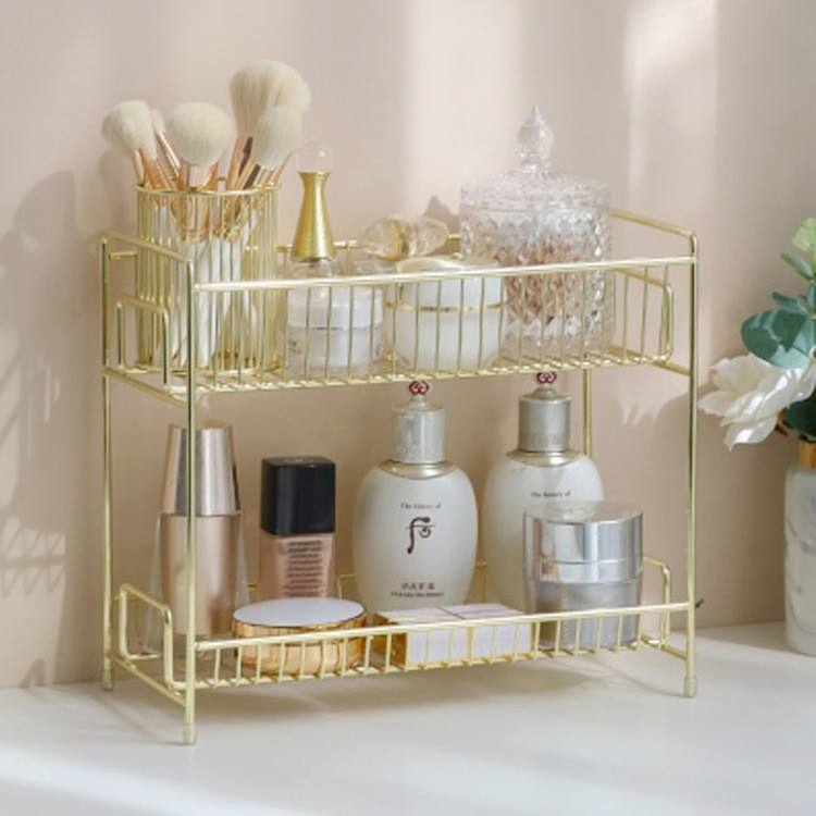 Hot Selling Metal Storage Rack Glod Metal Shelf Bathroom Rack