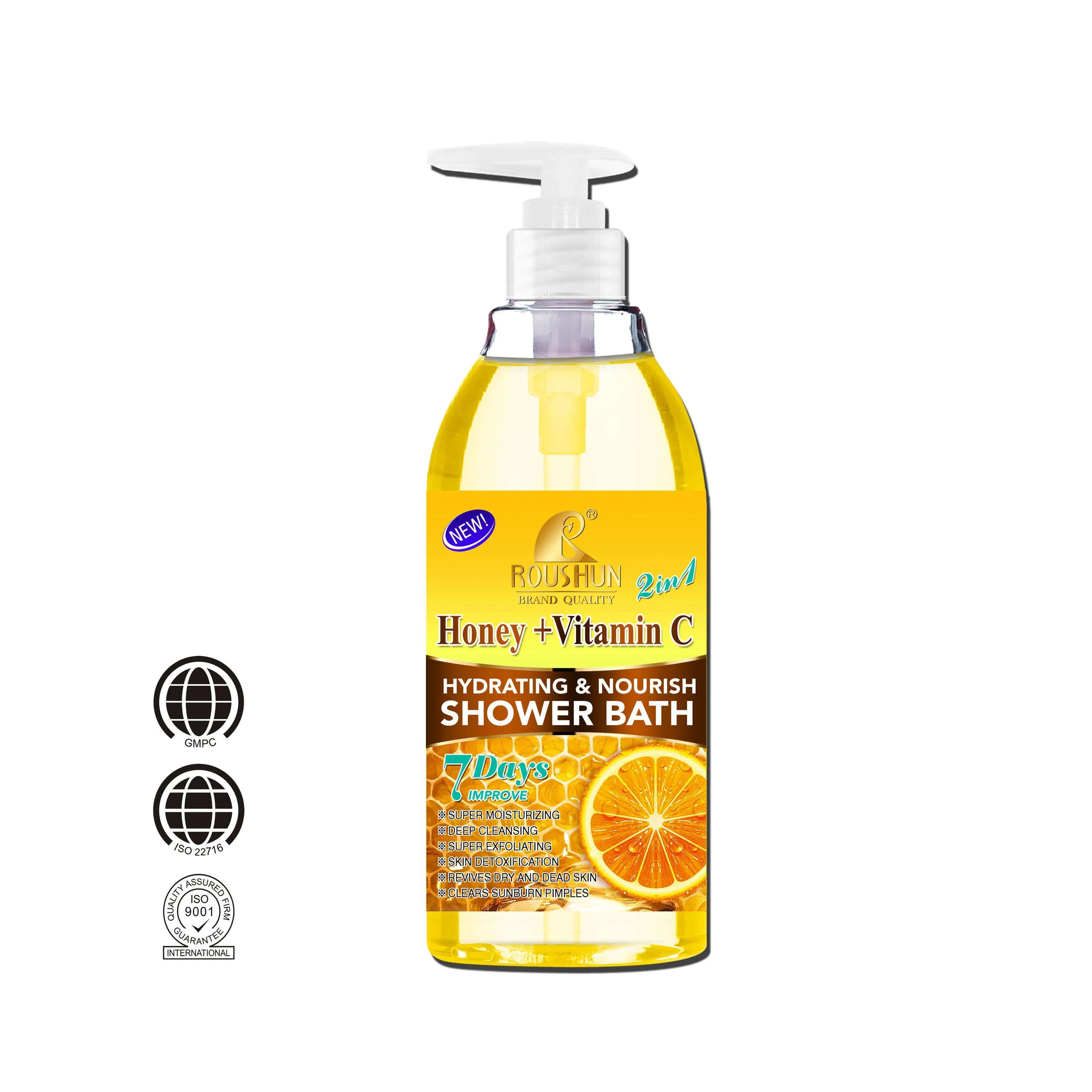 Roushun Honey+Vc Shower Gel Deep Cleansing Nourishing Body Wash Moisturizing Whitening Long Lasting Fragrance