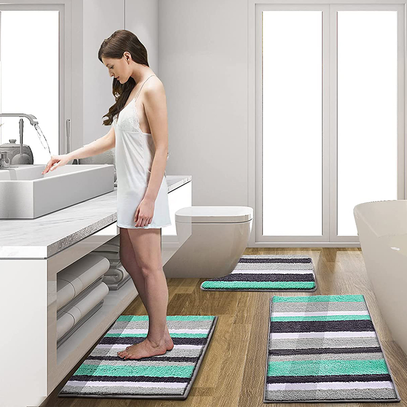 Toilet Rug Non Slip Shaggy Chenille Bath Shower Rugs Plush Bathroom Rugs