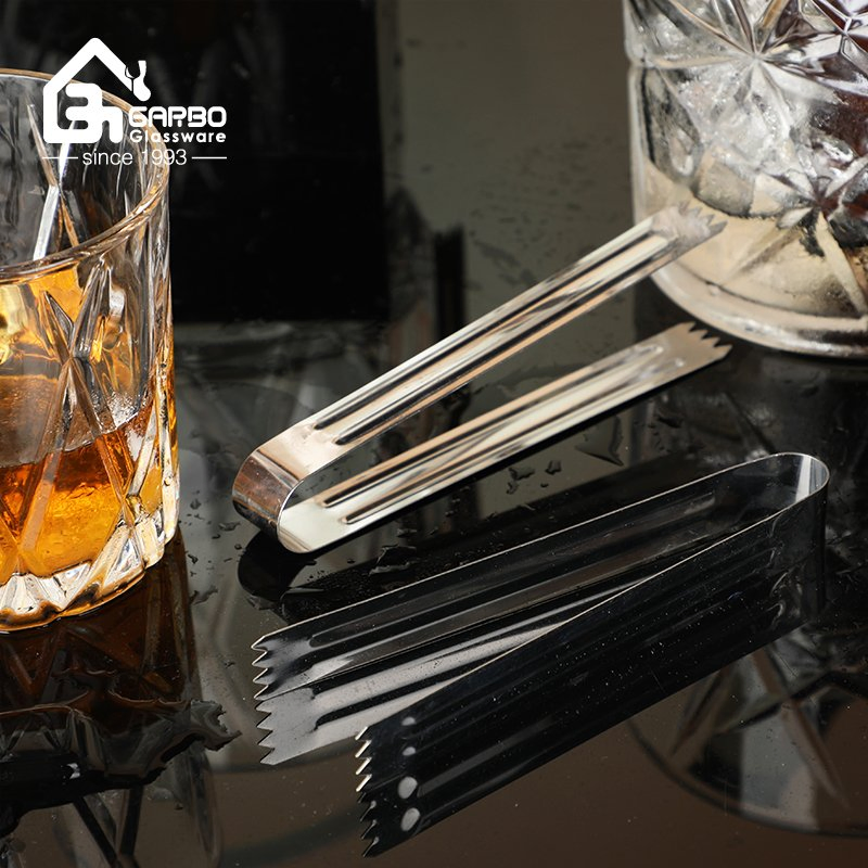 Glass Ice Bucket Set with Classic Engraved Wholesale Price 7PCS Glass Ice Bucket and Cup Set for Party Use Whiskey Drinking