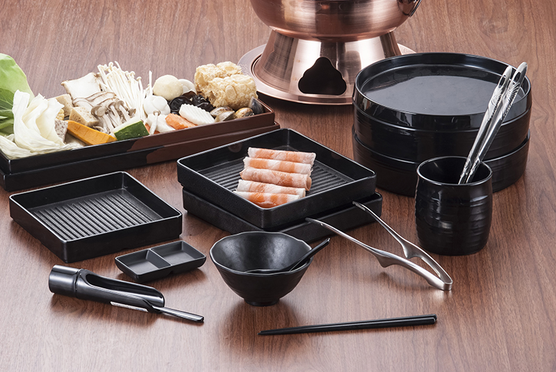 Black Matte Melamine Material Spoon Holder Chinese Hot Pot Restaurant Grilled Tong Large Spoon Ladle Serving Spoon Holder