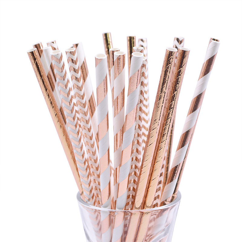 Drinking Paper Straws Gold Silver Straw Baby Shower Kids Happy Birthday Party Wedding Decoration Event Christmas Supplies
