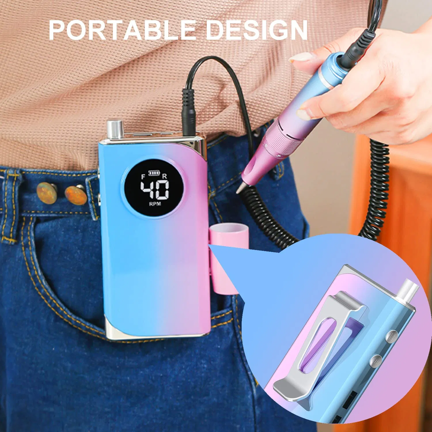 Professional Cordless 40000rpm Nail Polish Remover Nail Drill Machine