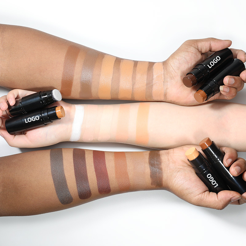 Custom Logo Matte Finish Cream Bronzer Foundation Concealer Contour Stick with Brush