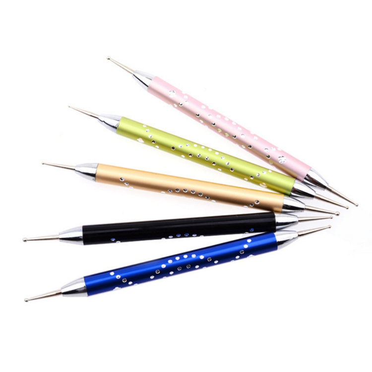 Acrylic Diamond Handle Double Point Dotting Drill Pen Nail Art Brush