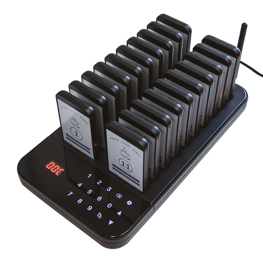Wireless Restaurant Pager System 20 Pagers Touch Panel Guest Queue System Restaurant