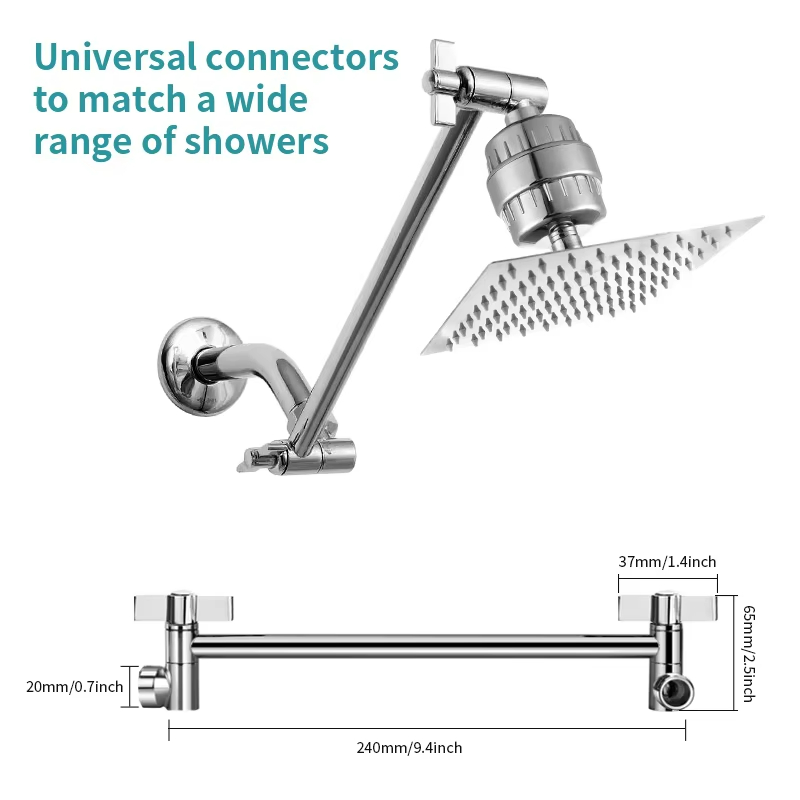Premium Chrome Plated Shower Support Rod with Nozzle Attachment