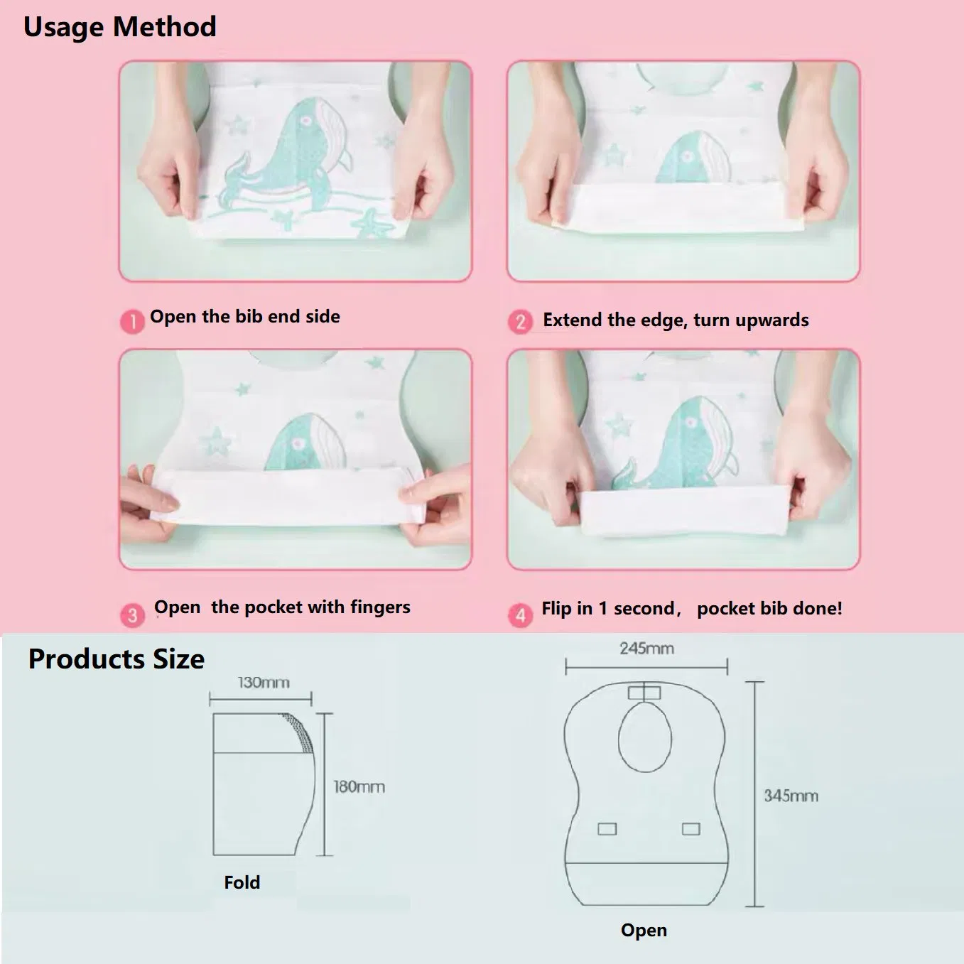 Disposable Baby Bibs Ultra Light Adjustable Fit Waterproof Feeding Bibs