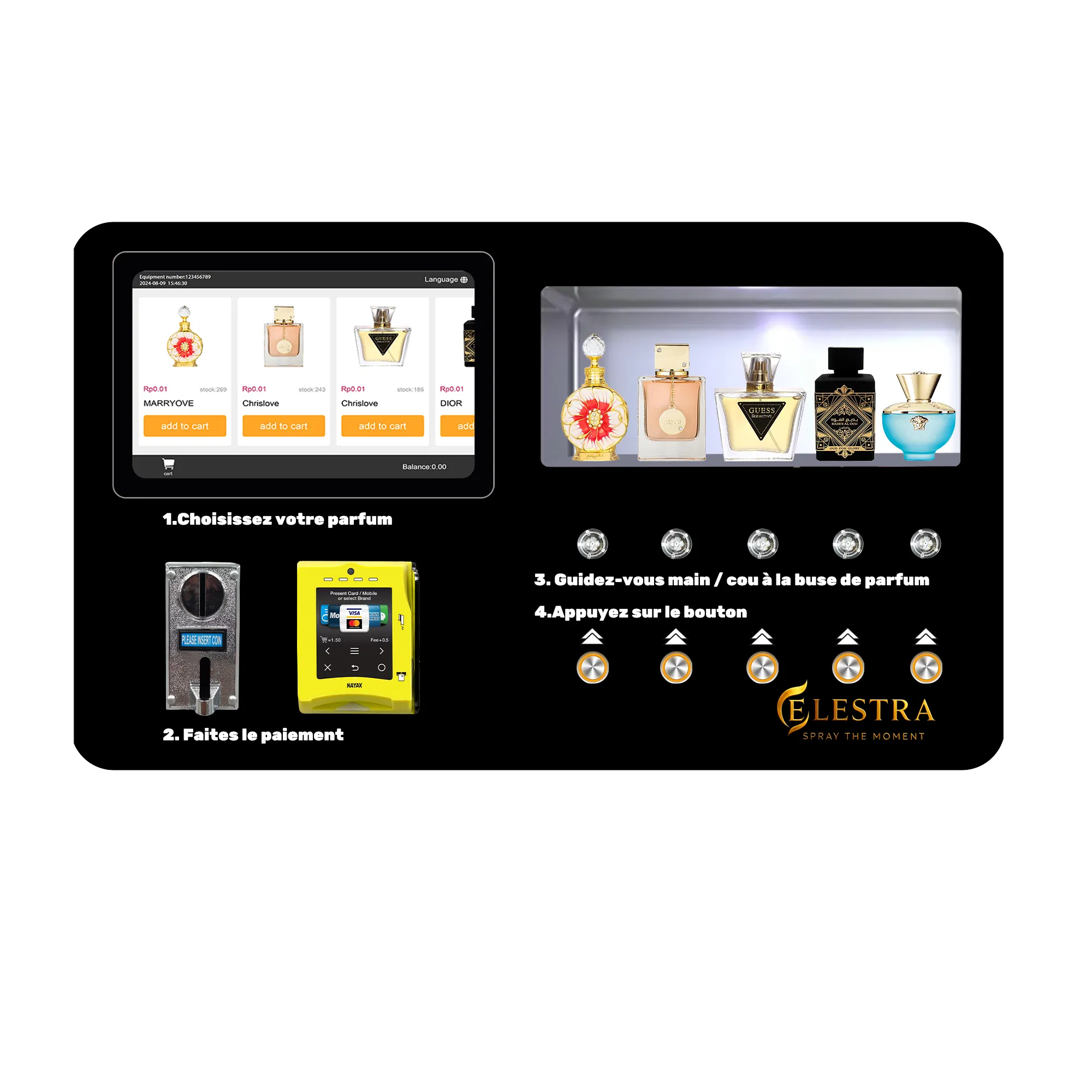 Custom Perfume Spray Vending Machine for Wall Mounted Mini Perfume Vending Machines