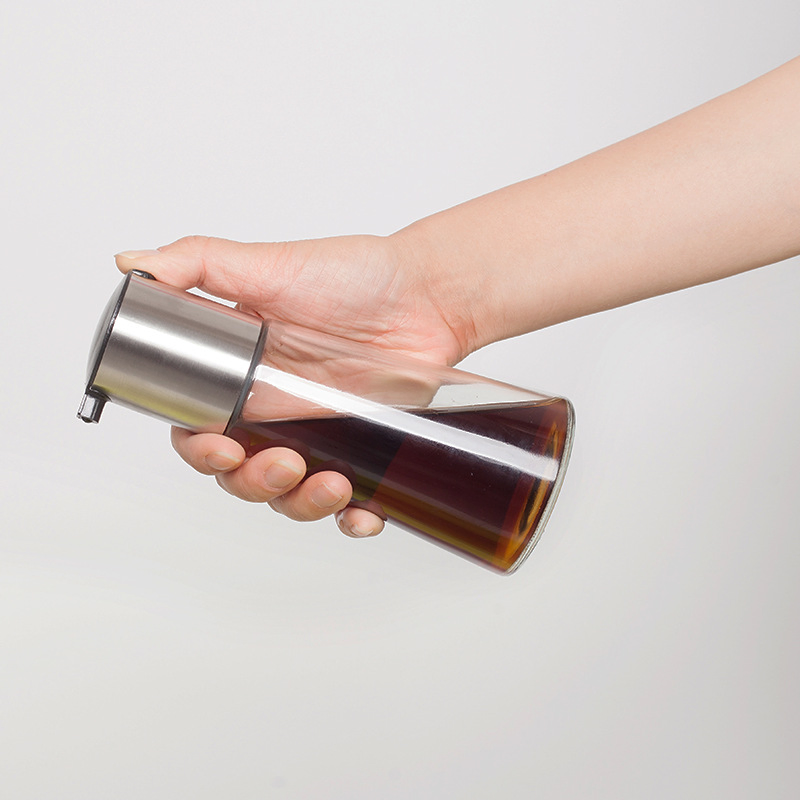 Wholesale 350ml Leak-Proof Controllable Soy Sauce Vinegar Oil Glass Bottle with Stainless Steel Lid