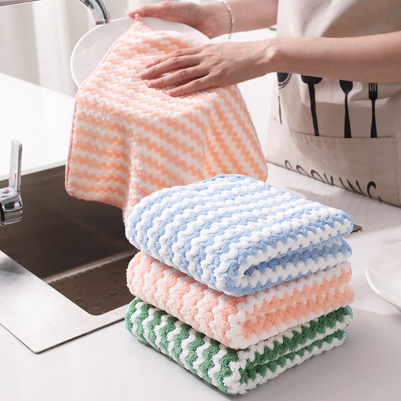 Household Cleaning Kitchen Remove Oil Household Thickened Wave Dish Cloth Rag
