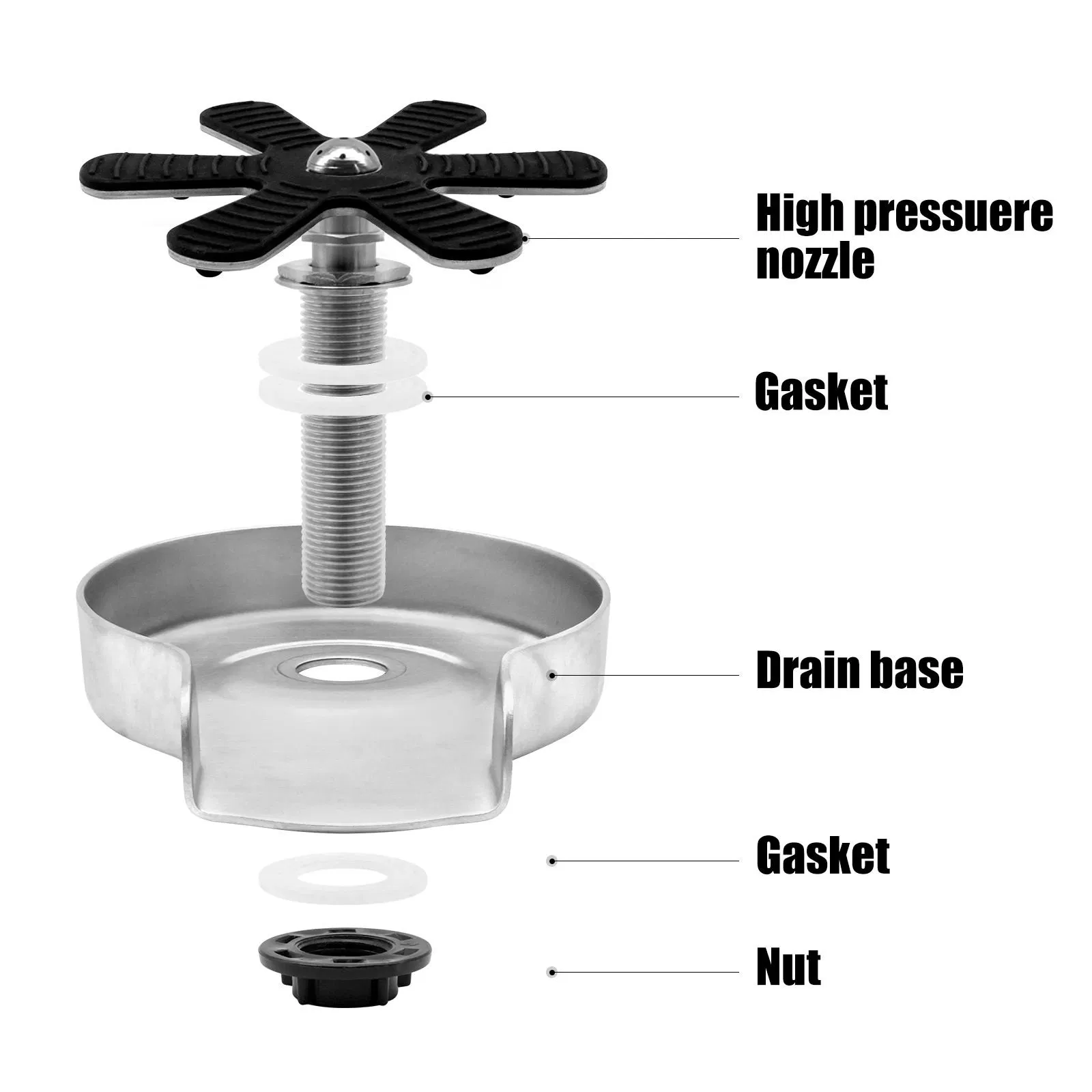 Easy Installation Stainless Steel Quick Automatic High-Pressure Kitchen Sink Cup Washer