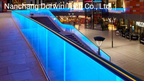 Aluminum Frameless LED Laminated Glass Fence Balustrade Railing Indoor Outdoor Cage Enclosure