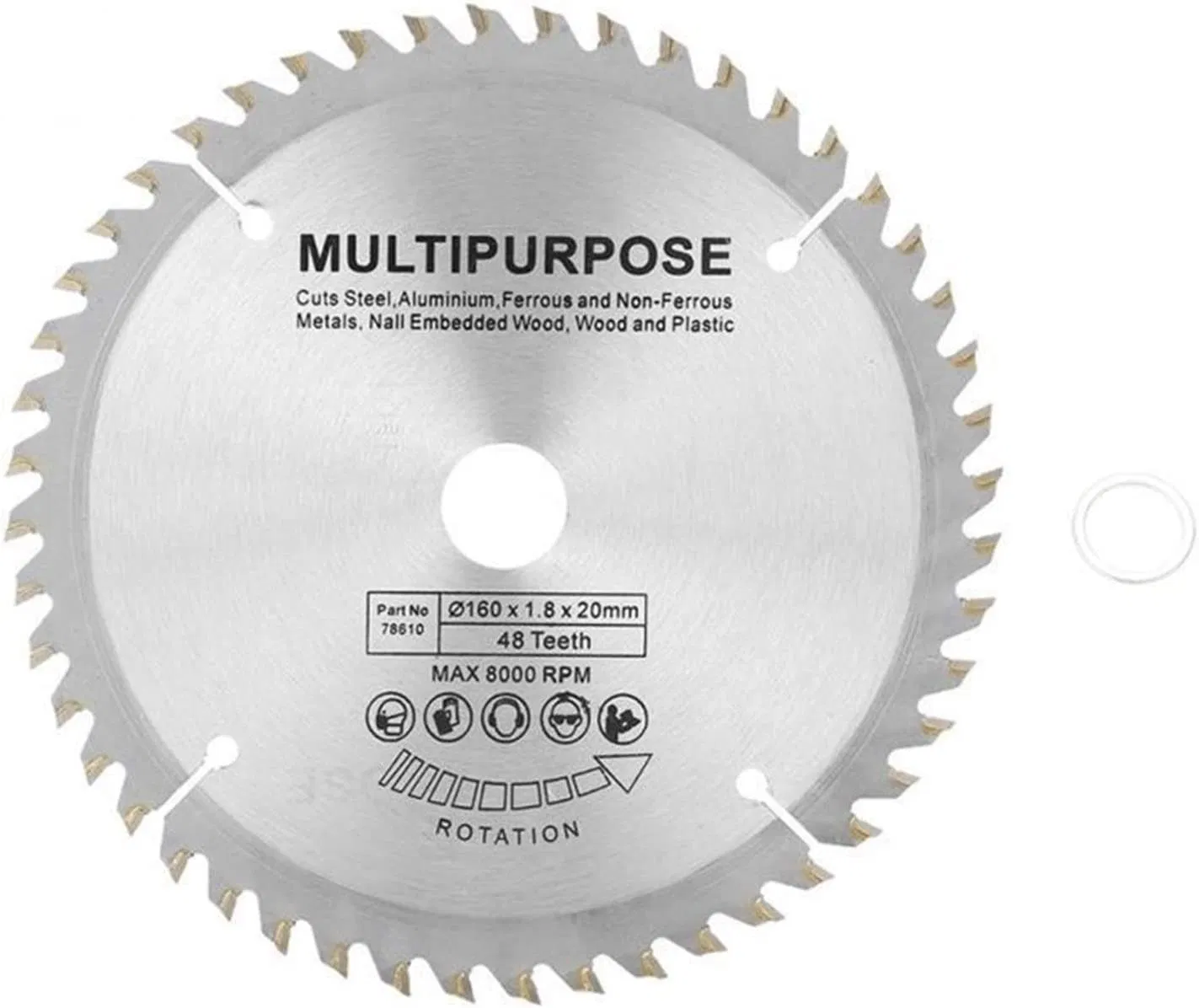 48t Teeth Cemented Carbide Tct Carbide Circular Saw Blade 160mm Cutting Machine Tool Accessories Bore for Cutting Steel Aluminum