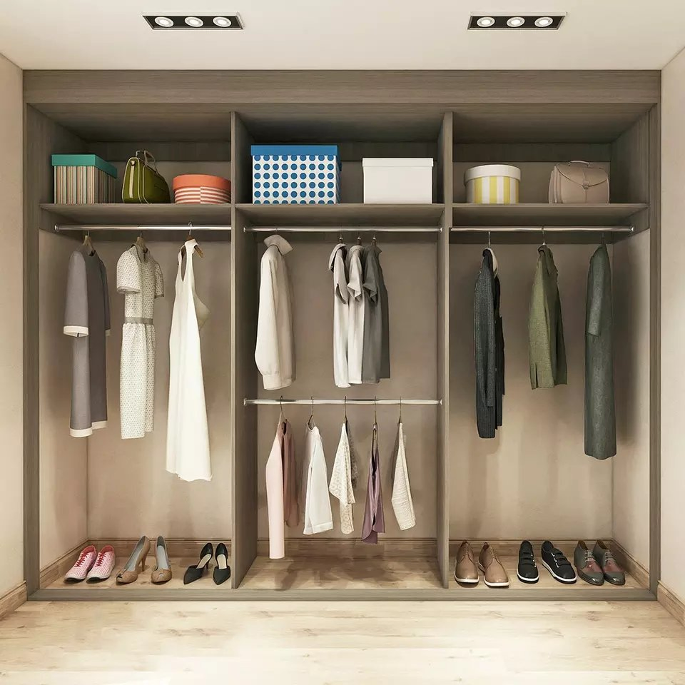 Stylish MDF Modular Wardrobe with Mirrored Sliding Doors