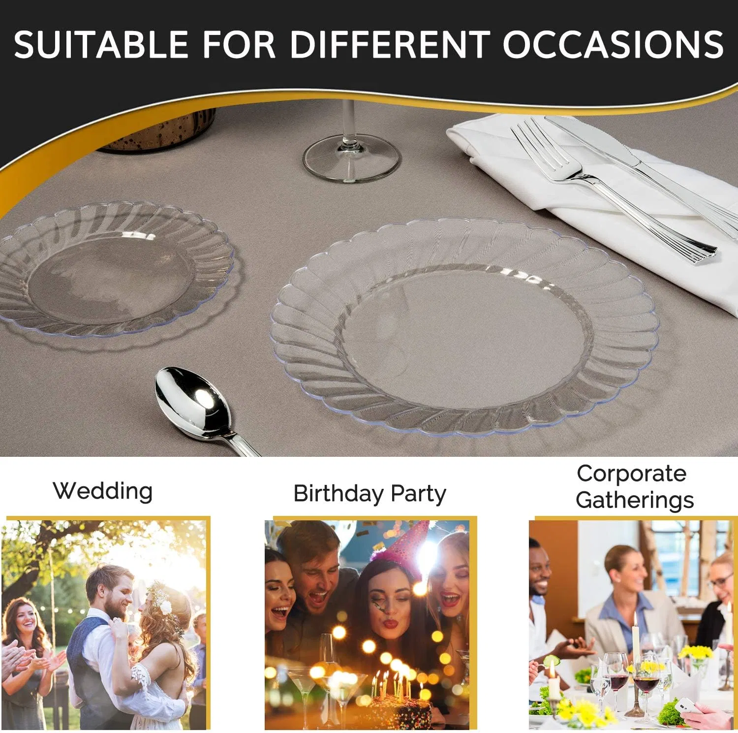 Premium Clear Round Hard Plastic Plates for Event Hosting