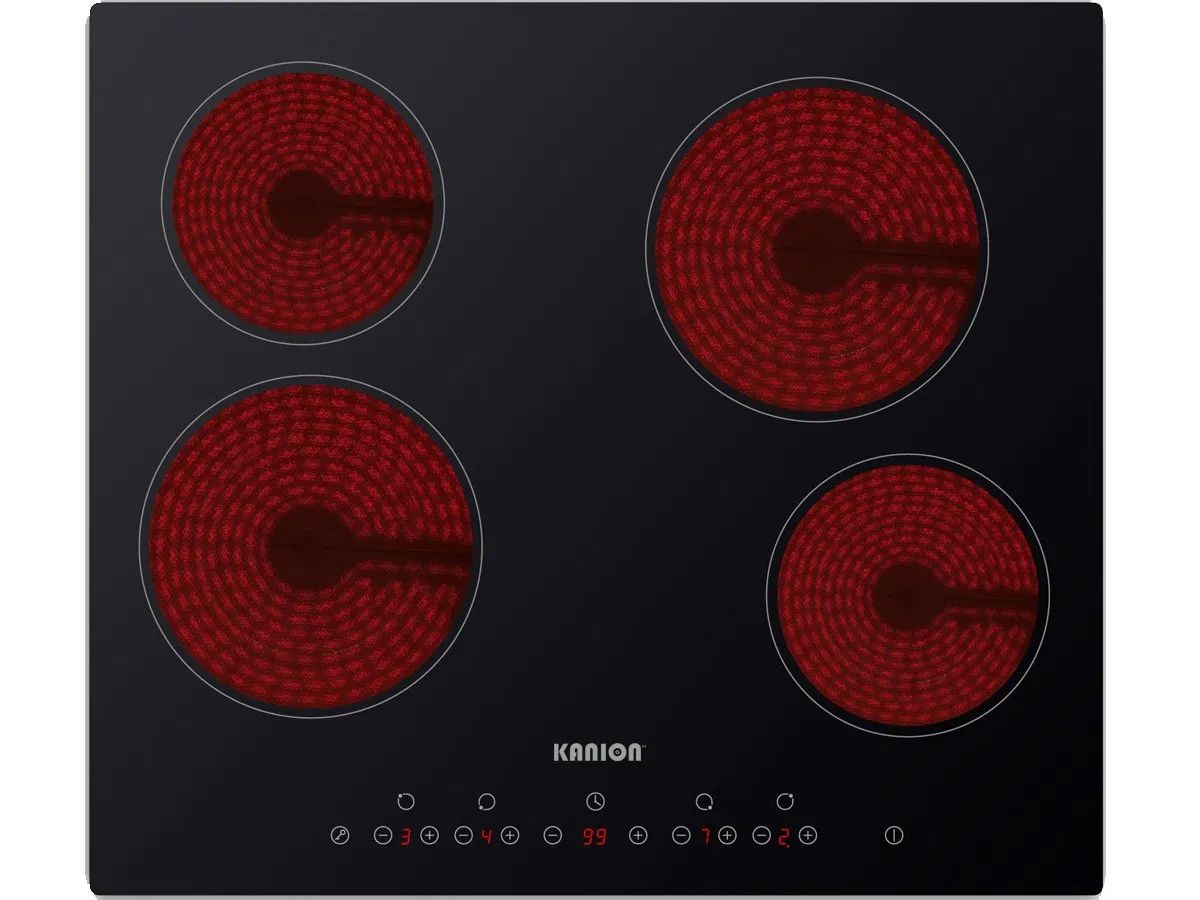 Build-in 4 Burner Ceramic Cooktop Ceramic Hob 6000W 9-Stage Power Setting Automatic Safety